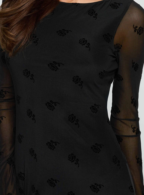 Full Moon Long Sleeve Mini Dress Black