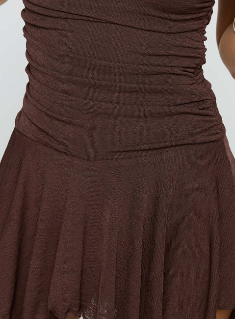 Minxie Strapless Playsuit Brown