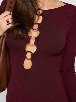 Dejonge Ring Long Sleeve Maxi Dress Currant