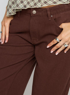 Ramos Low Rise Wide Leg Jeans Brown