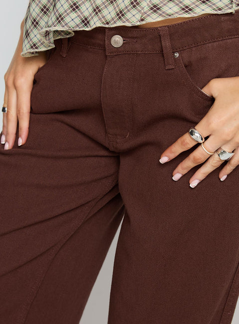 Ramos Low Rise Wide Leg Jeans Brown