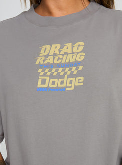 product Princess Polly Dodge Racer Oversized Graphic Tee Grey Half Sleeves Crew Neck 