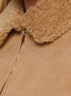 Faux suede jacket Classic collar, zip fastening down front, twin hip pockets, elasticated waistband & cuffs