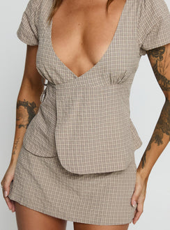 Emmilou Wrap Set Brown Check