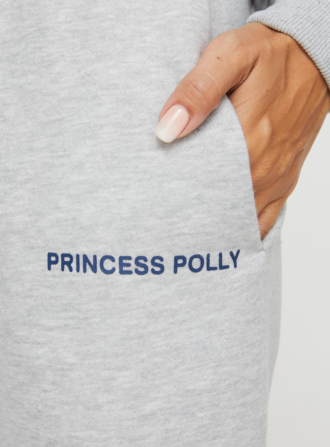 product Princess Polly  Princess Polly Straight Leg Track Pants Text Grey Marle