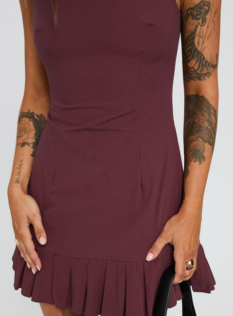 Great Perhaps Pleated Mini Dress Currant