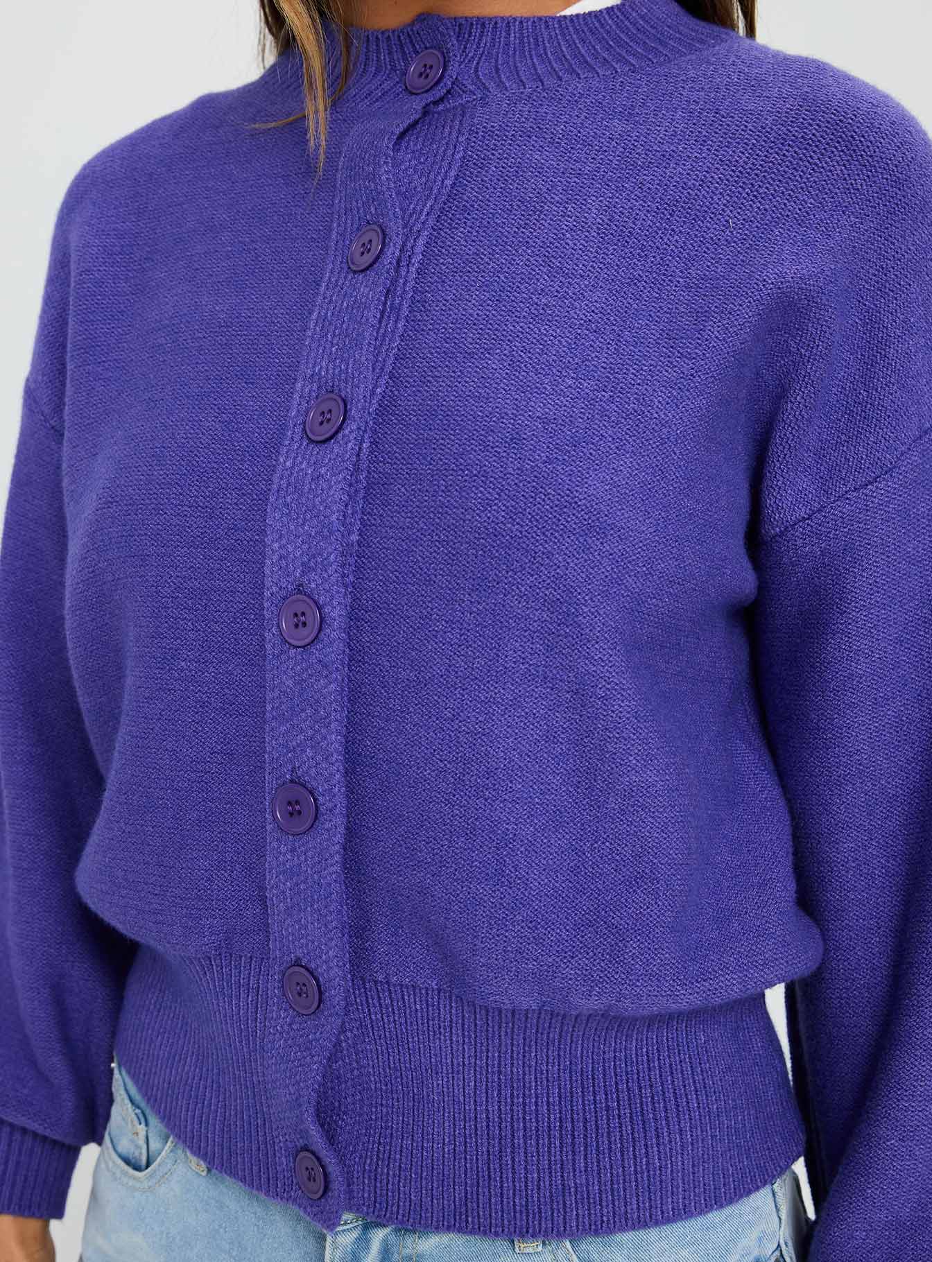 Get Going Knit Cardigan Purple