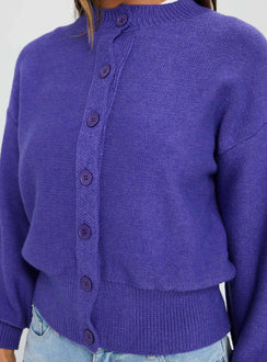 Get Going Knit Cardigan Purple