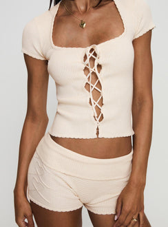 Monnika Heart Detail Knit Set Cream