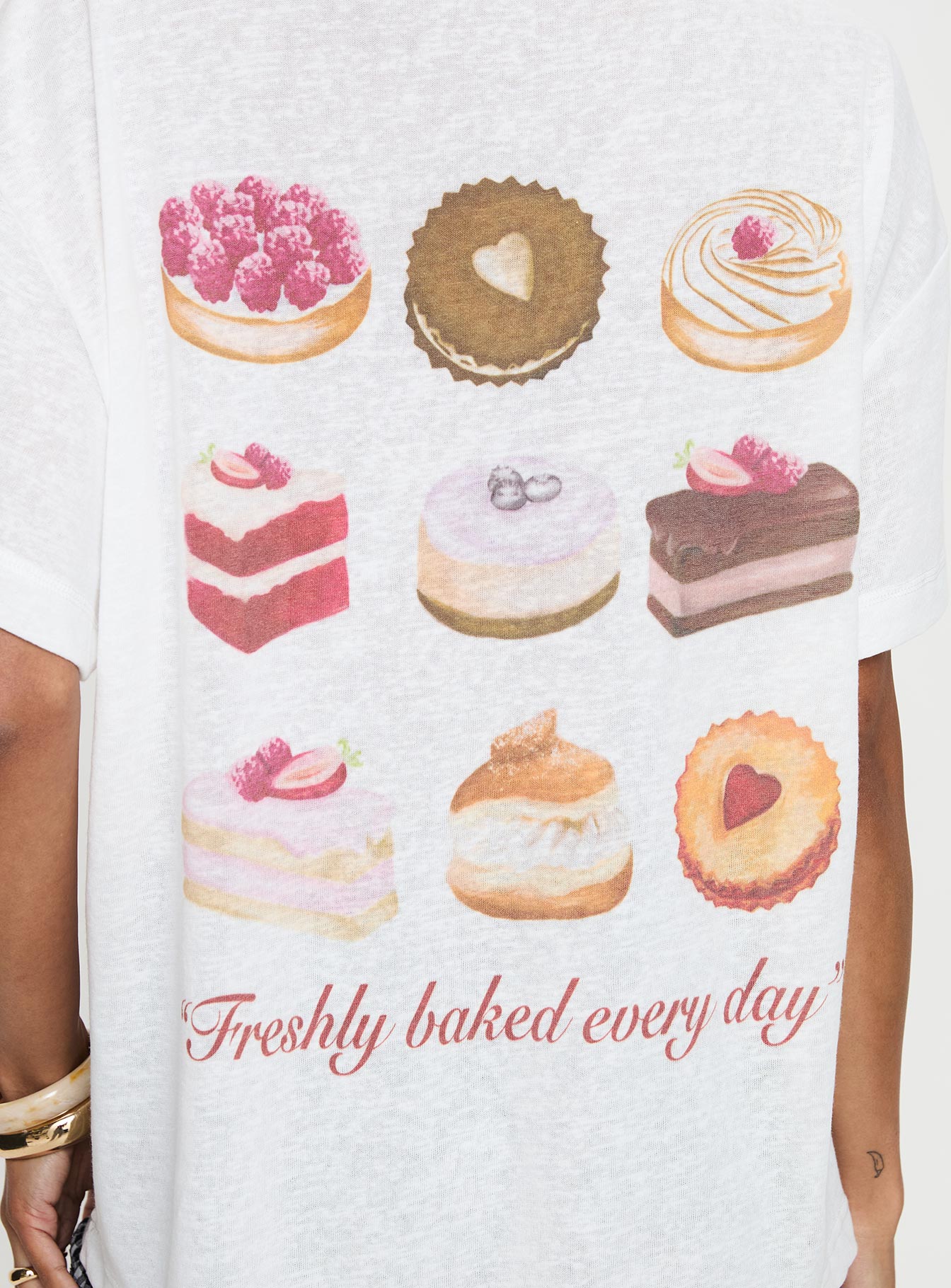 product Princess Polly Bakery Caked Oversized Tee Cream Half Sleeves Crew Neck 