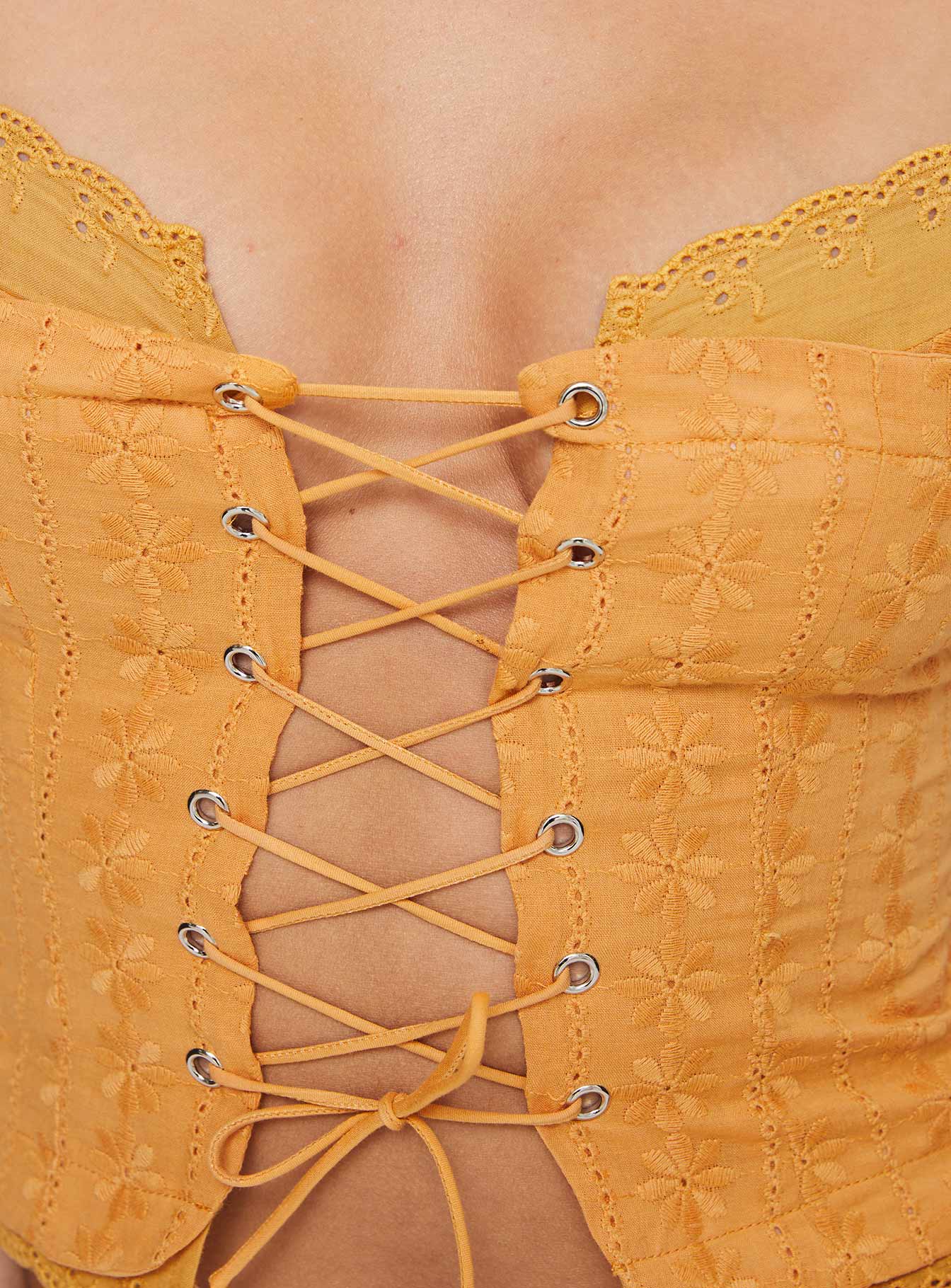 product Princess Polly Amitri Lace Up Top Orange Sleeveless Plunger 