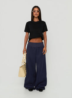 Lockie Foldover Baggy Track Pants Navy