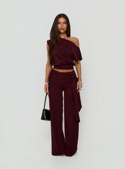 Hadlia Off Shoulder Top Burgundy
