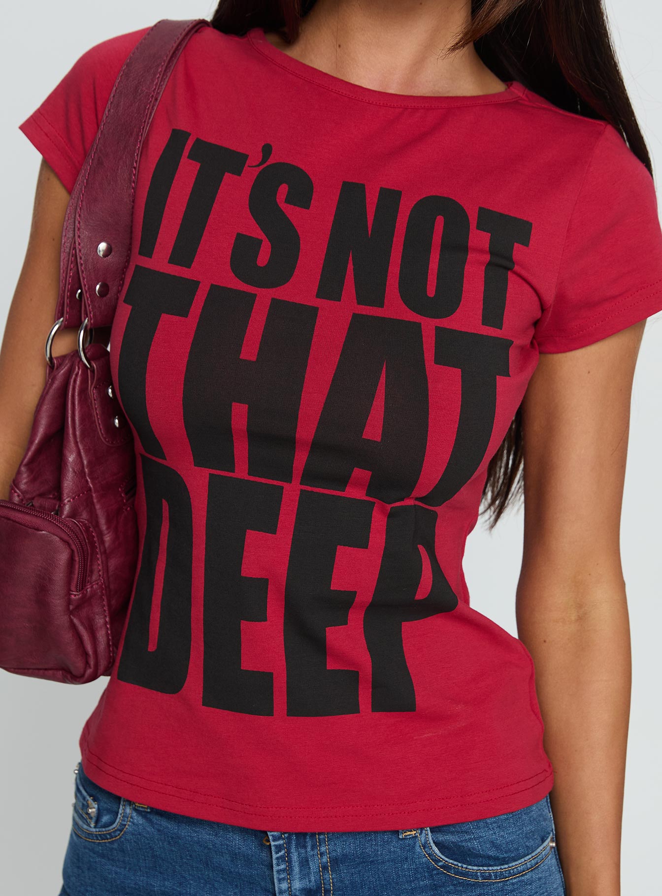 It's Not That Deep Graphic Baby Tee Red