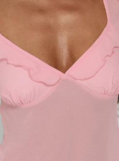 Zayliah Frill Detail Top Pink