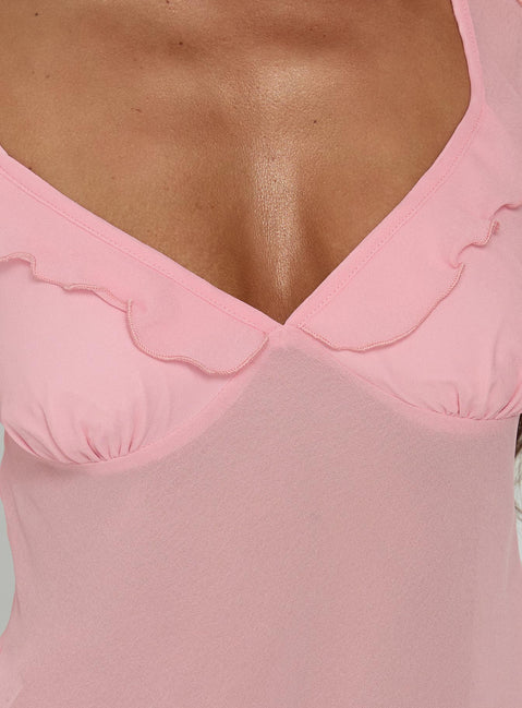 Zayliah Frill Detail Top Pink
