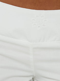 Slow Days Broderie Anglais Mid Rise Pants White