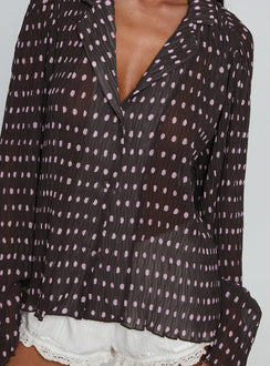 Selma Shirt Chocolate / Pink Polka