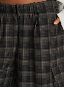 Brenn Baggy Longline Shorts Plaid Multi