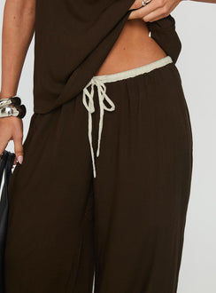 Nolei Contrast Pant Set Chocolate / White