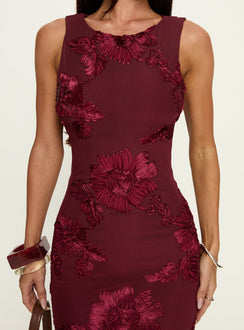Fionna Floral Maxi Dress Burgundy