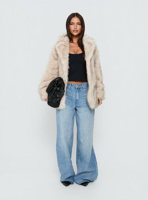 Clova Faux Fur Coat Grey