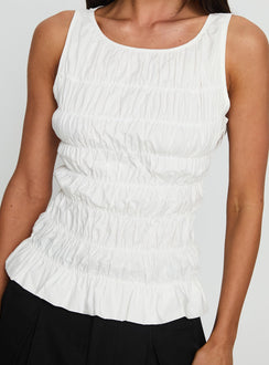 Marleene Shirred Top White