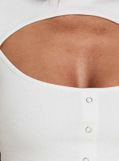 Jaidyn Keyhole Ribbed Top White
