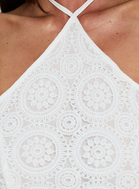Starting Fresh Crochet Arrowneck Top White