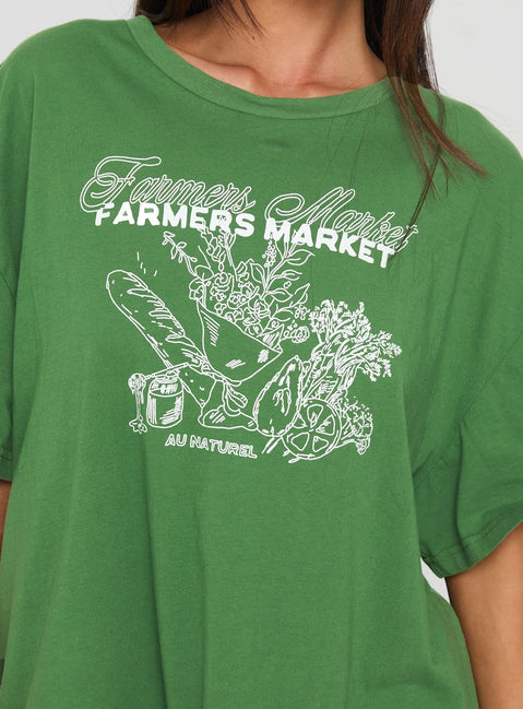 Farmers Market Oversized Graphic Tee Green