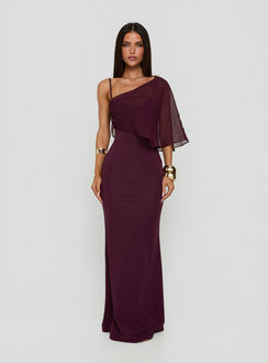 Isebella Sheer Poncho Maxi Dress Mulberry
