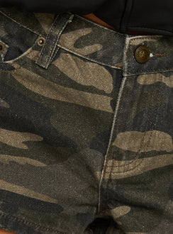 Dreamful Low Rise Mini Denim Short Washed Camo