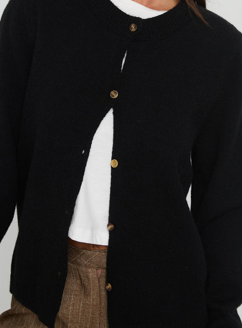 Arica Button Up Knit Cardigan Black