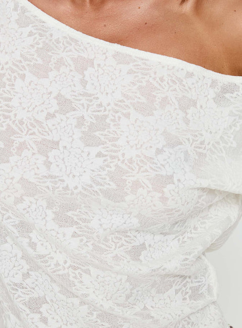 Orvielle Lace Off Shoulder Top Cream