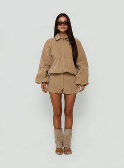 Esmeya Faux Suede Shorts Beige