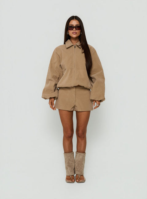 Esmeya Faux Suede Shorts Beige