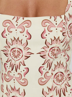 Maris Mini Dress Cream / Pink Petite