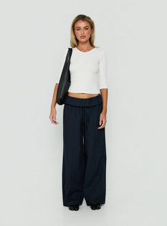 Amaiza Frill Drawstring Straight Leg Pants Navy