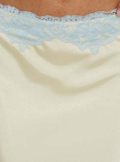 Jacilyn Lace Trim Midi Skirt Butter Yellow / Blue