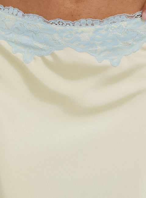 Jacilyn Lace Trim Midi Skirt Butter Yellow / Blue
