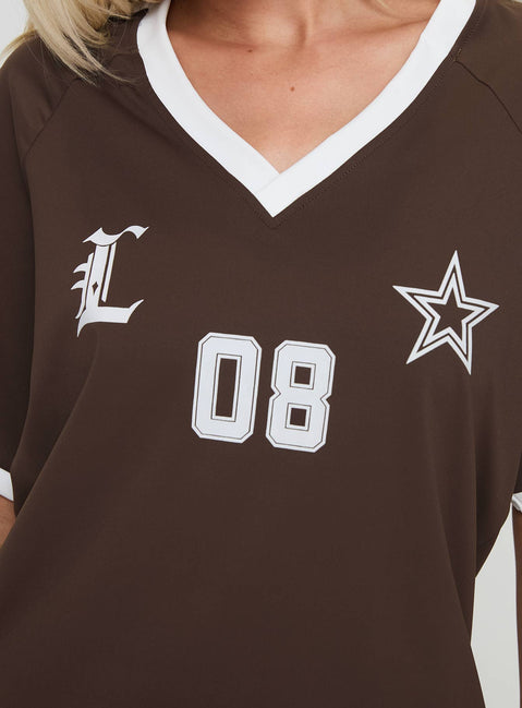 product Princess Polly Spectate Top Brown Short Sleeves V-Neck 