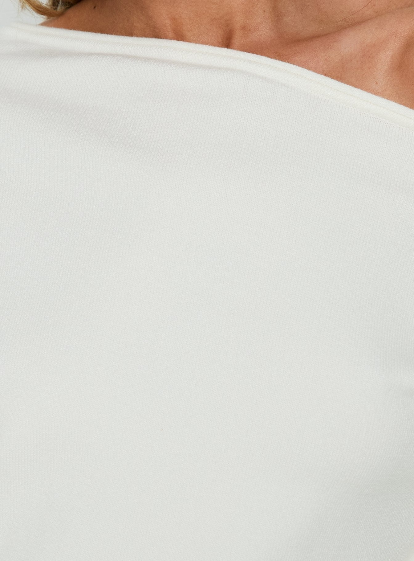 Zinia Off Shoulder Knit Sweater White
