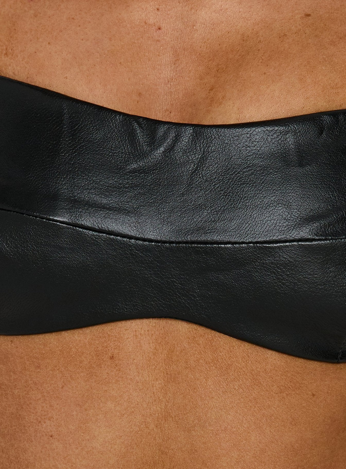 Evah Faux Leather Micro Crop Top Black