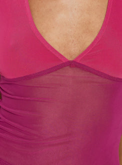 Lihat Sleeveless Contrast Top Pink / Purple