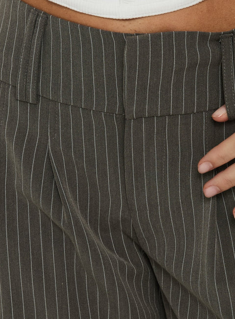 Two Lovers Low Rise Pants Grey Pinstripe