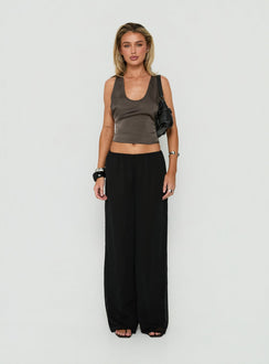 Annamarie Sheer Chiffon Elasticated Waist Pants Black