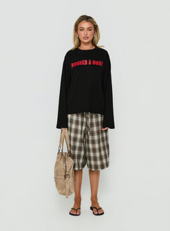 Booked & Busy Long Sleeve Graphic Tee Black / Red