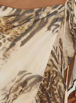 Featuring the Argenzia Sarong Maxi Skirt Animal Multi in womens-skirts with maxi length and asymmetry detail Princess Polly