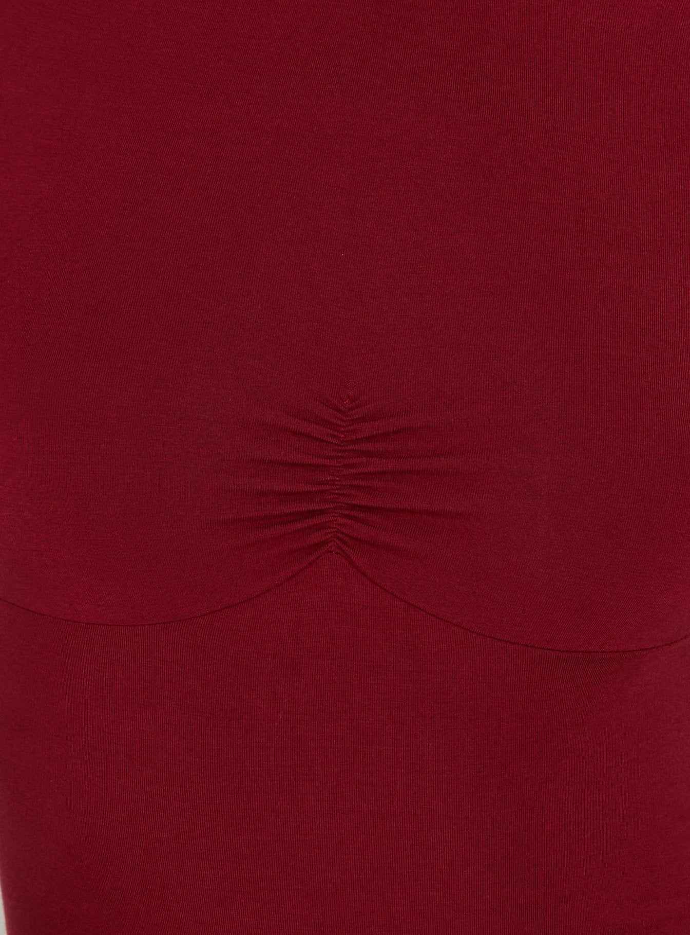 Dive Deep 3/4 Sleeve Gathered Bust Top Red
