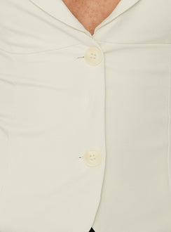Alexandrea Plunge Button Up Top Cream